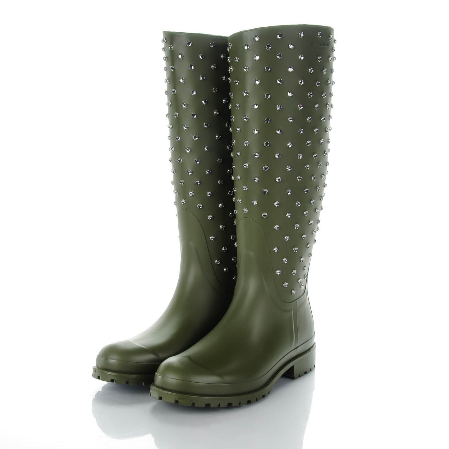 Rubber Studded Festival Rain Boots 41 New Kaki Fonce
