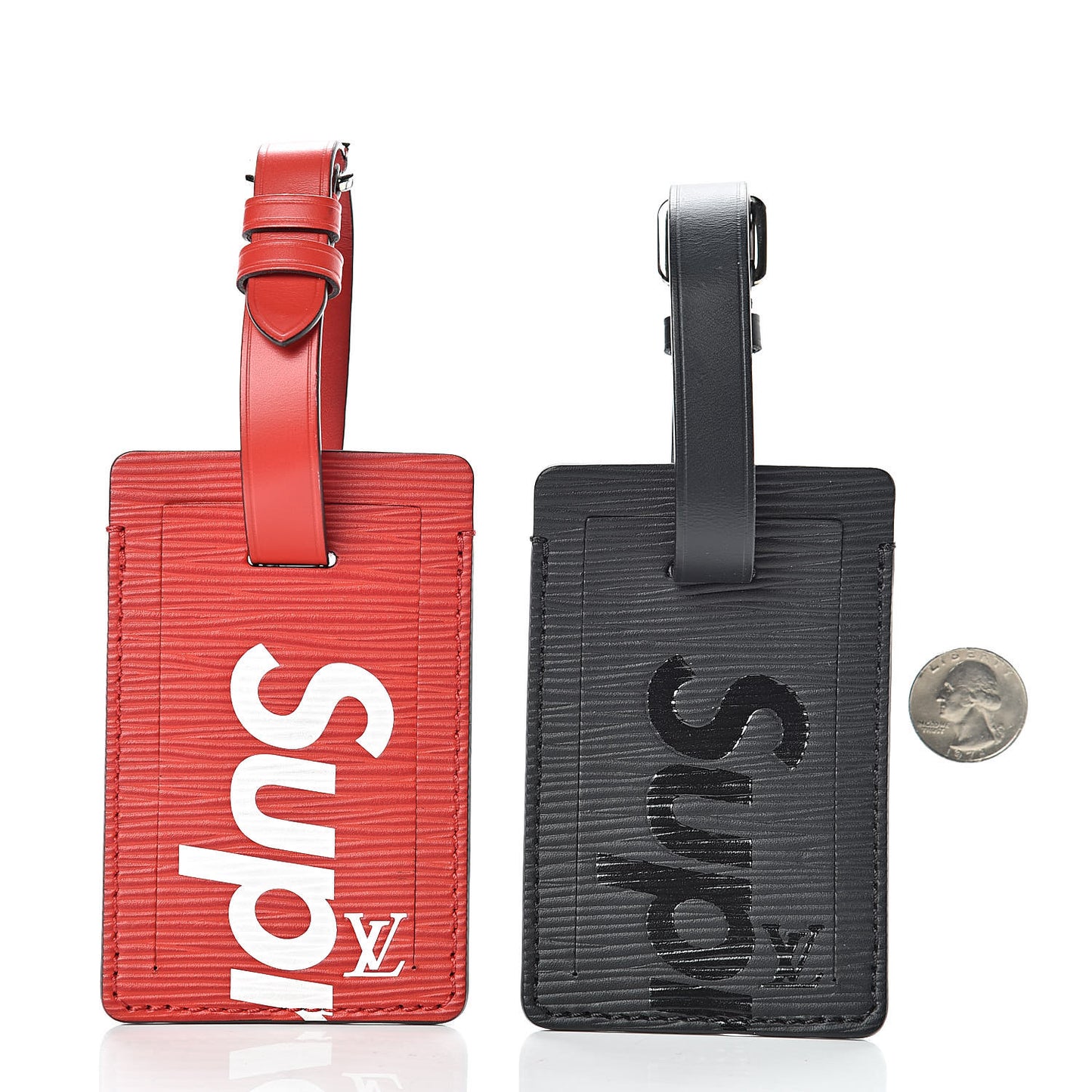 X SUPREME Epi Luggage Tag Set Black Red