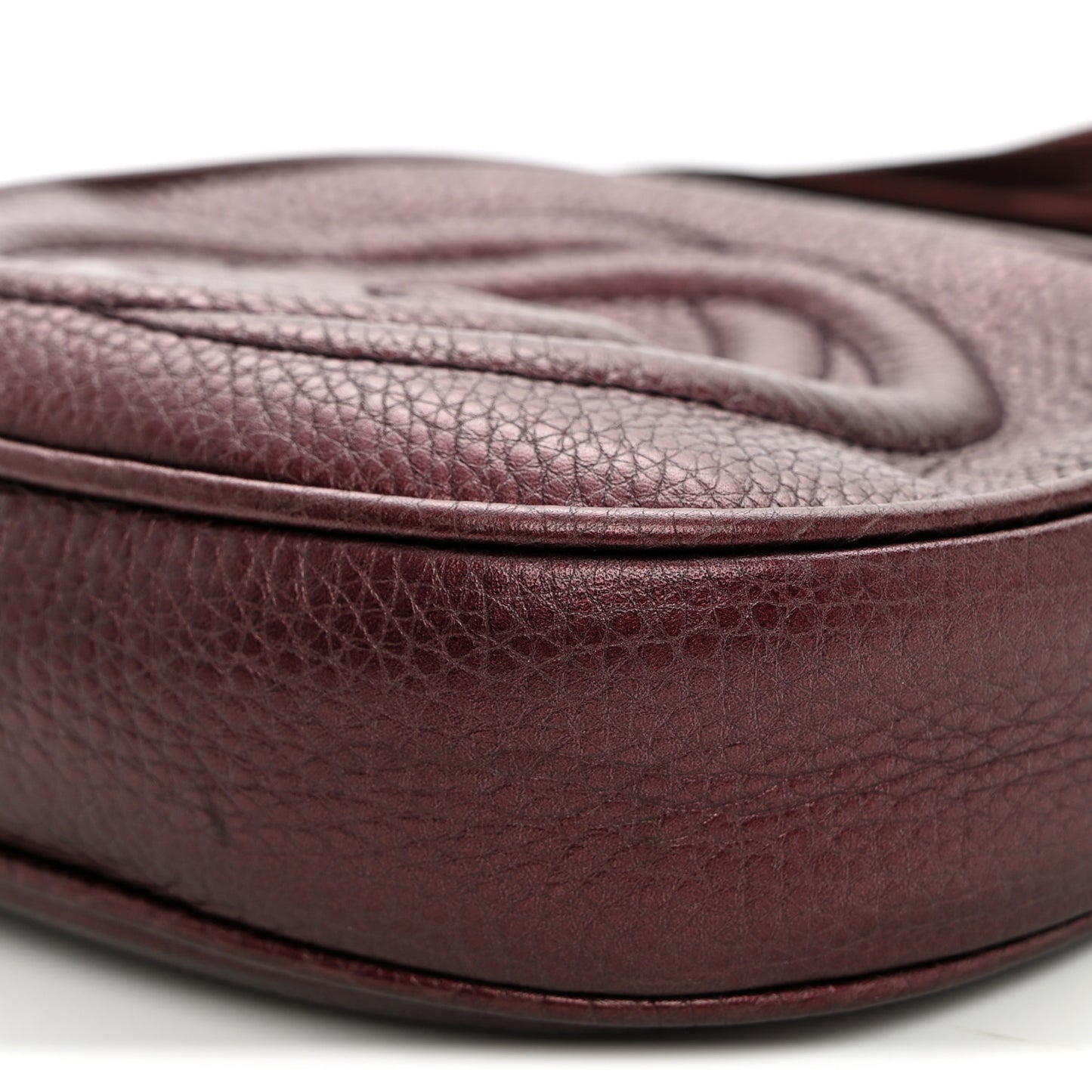 Metallic Pebbled Calfskin Mini Soho Chain Bag Purple