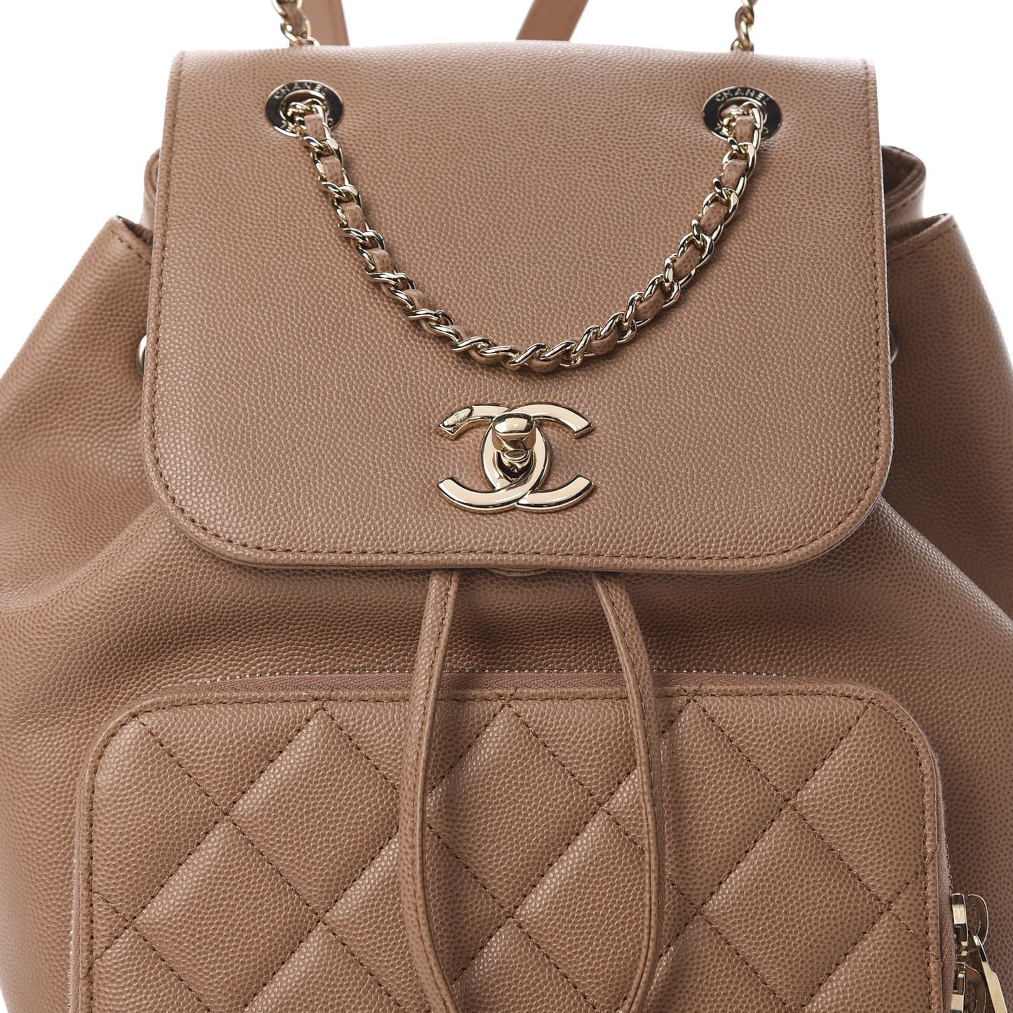 Caviar Quilted Business Affinity Backpack Beige