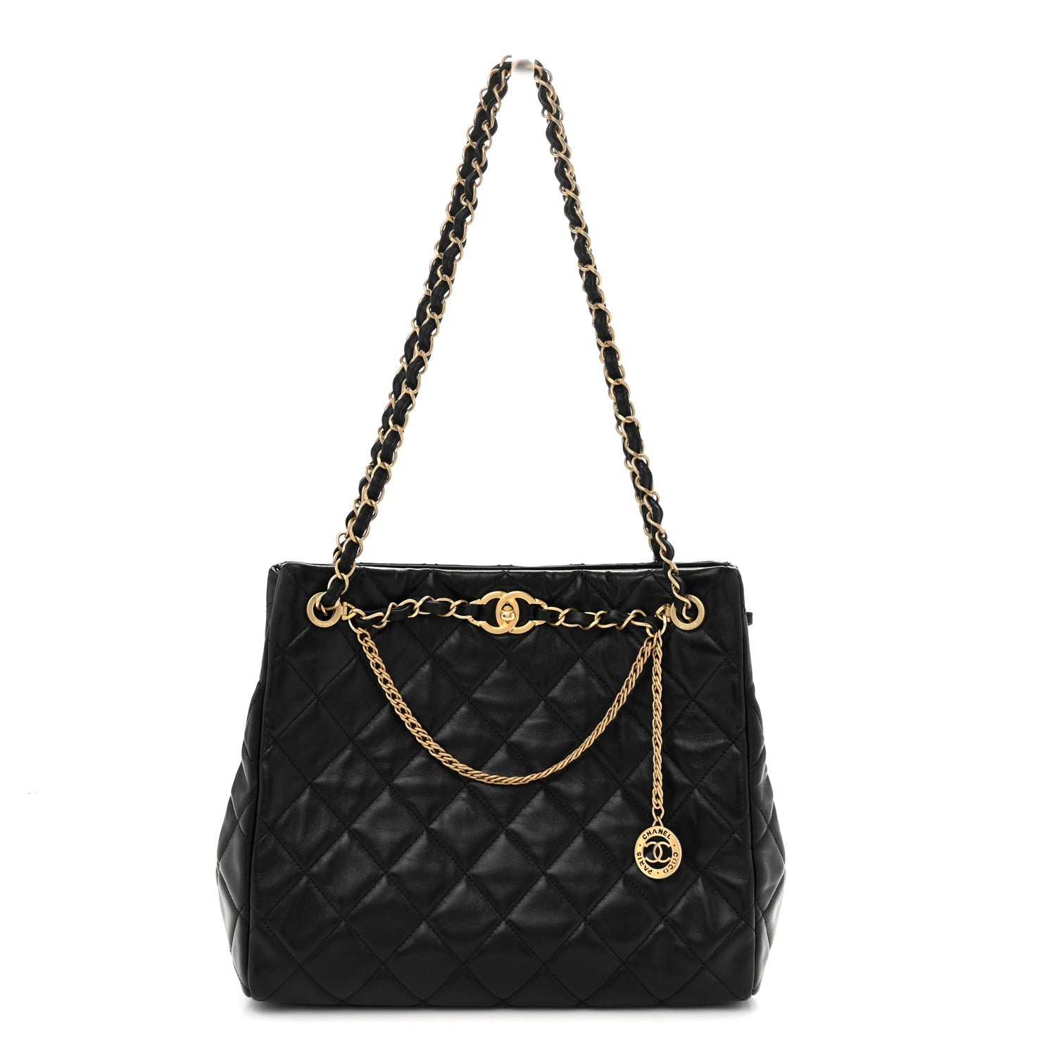 Chanel Shiny Calfskin Quilted Fancy Jewel Tote Bag Black 1 of 11