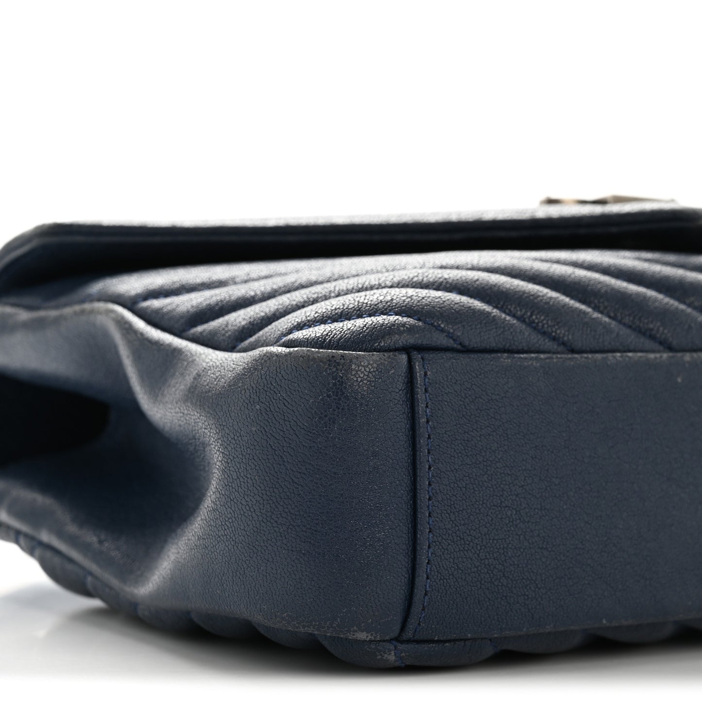 Sheepskin Matelasse Chevron Monogram Medium College Bag Navy