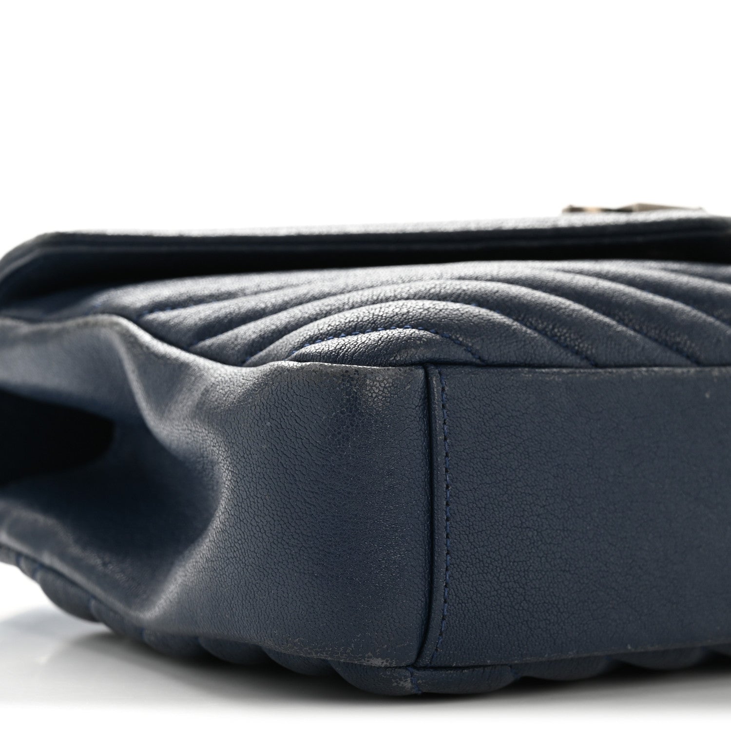 Saint Laurent Sheepskin Matelasse Chevron Monogram Medium College Bag Navy 9 of 15