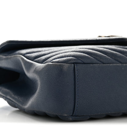 Saint Laurent Sheepskin Matelasse Chevron Monogram Medium College Bag Navy 9 of 15