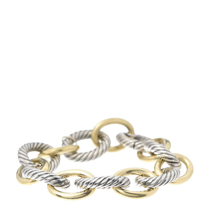 David Yurman Sterling Silver 18K Yellow Gold 17mm Extra Large Oval Link Bracelet 1 of 5