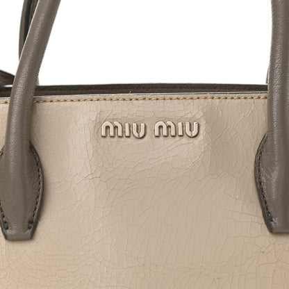 Miu Miu Crackled Goatskin Top Handle Tote Pomice Argilla 7 of 15