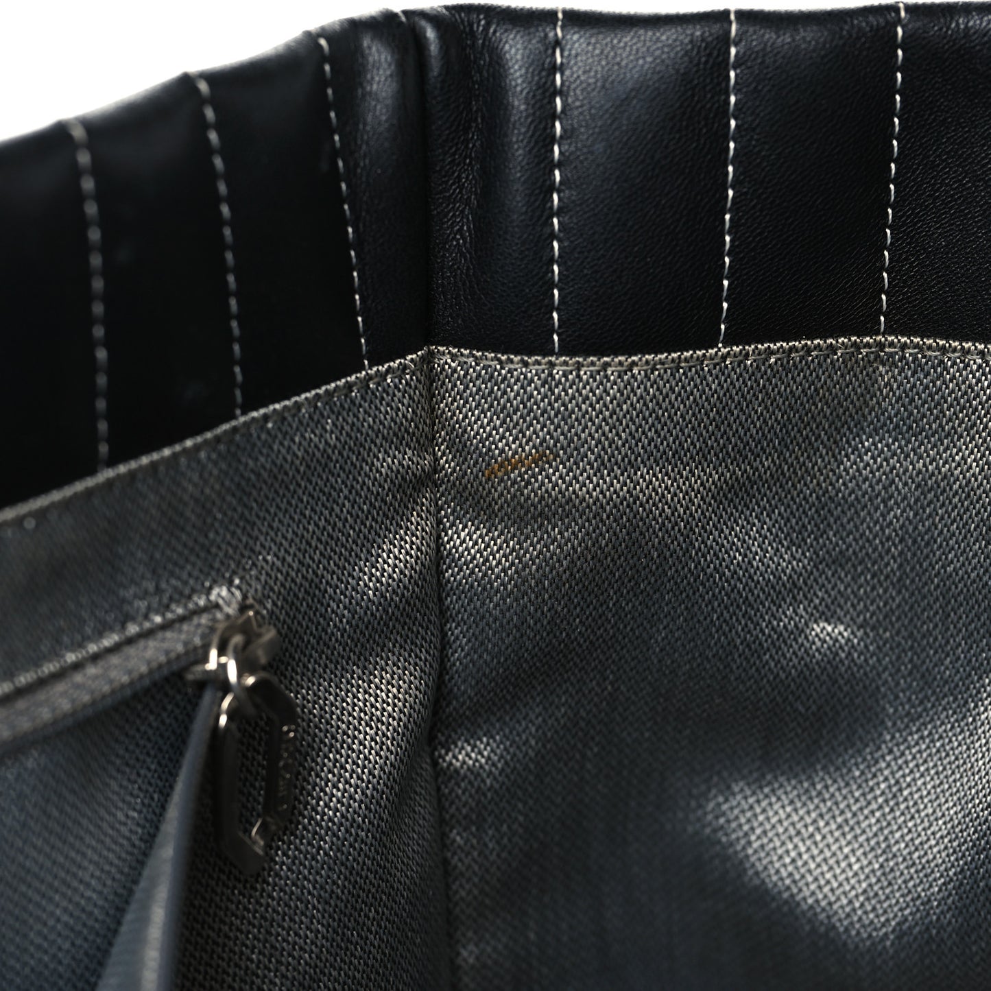 Lambskin Vertical Quilted Large Mademoiselle Tote Black