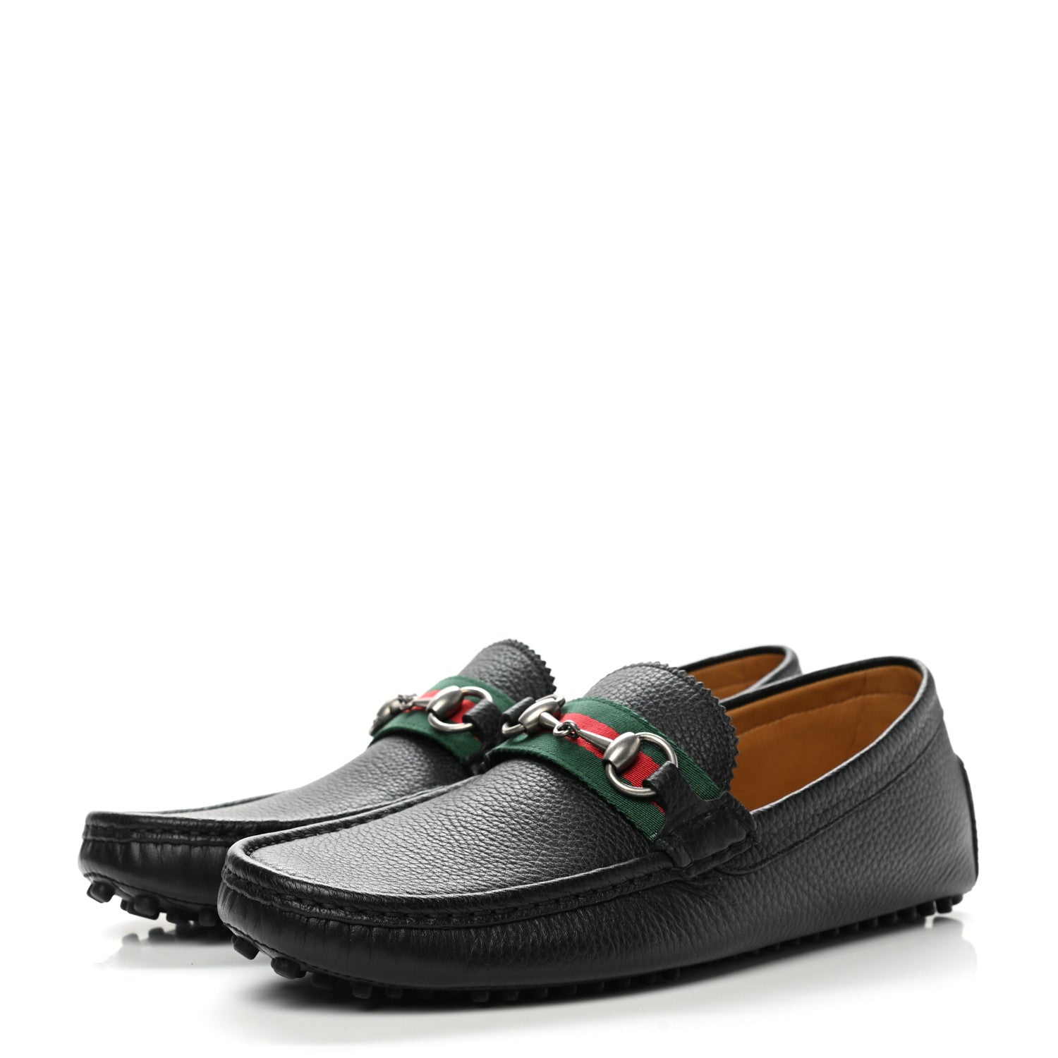 Gucci Calfskin Web Mens Horsebit Driver Loafers 8 Black 3 of 10