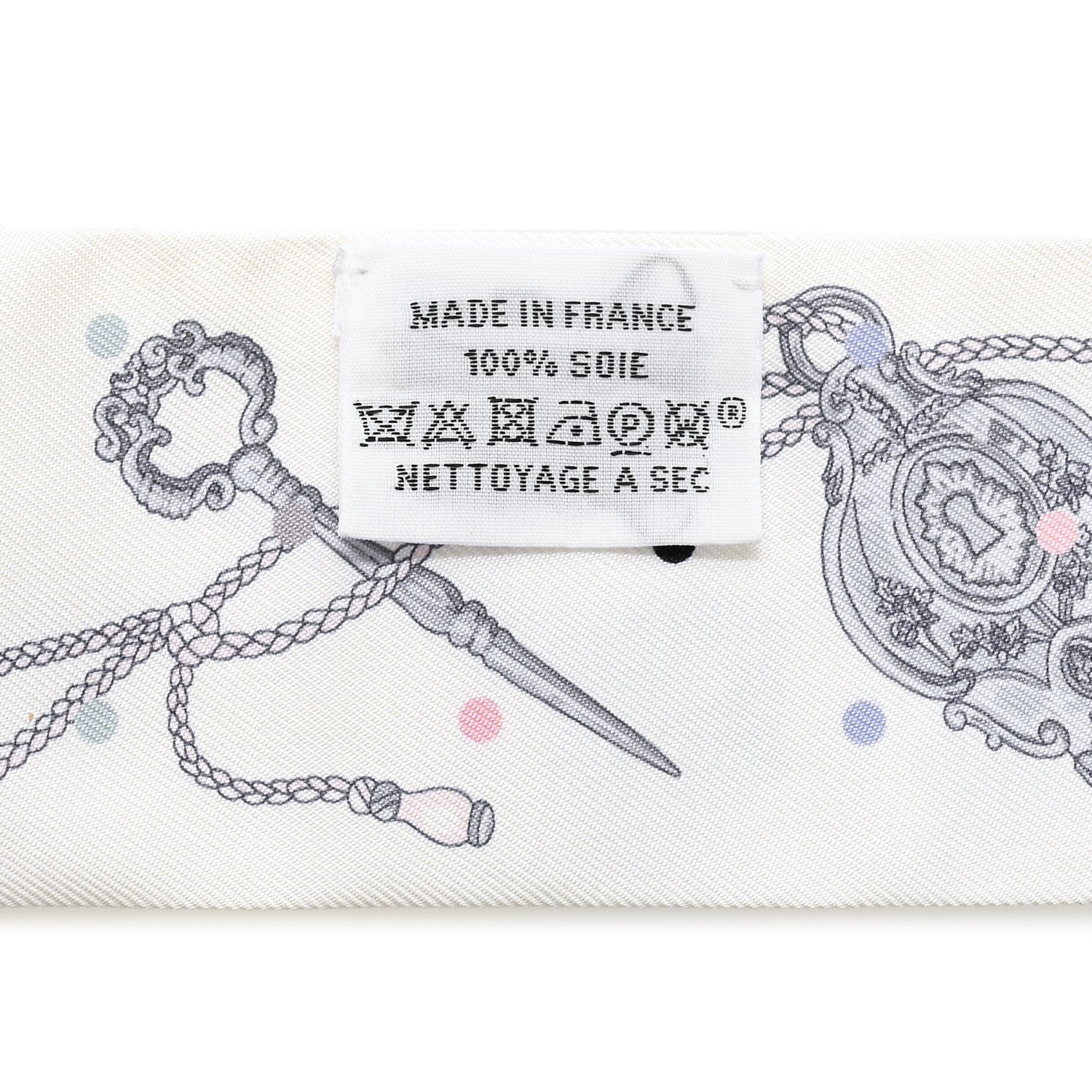 Hermes Silk Les Cles A Pois Twilly White Gris Acier 4 of 4