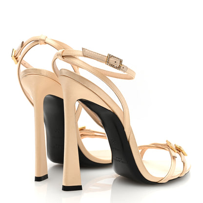 Saint Laurent Calfskin Satin Crystal Gippy 110 Sandals 39 Soft Nude 4 of 6