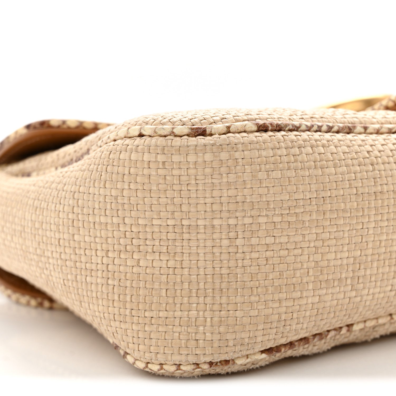 Gucci Raffia Elaphe Matelasse Small GG Marmont Shoulder Bag Natural Cream Brown 9 of 10