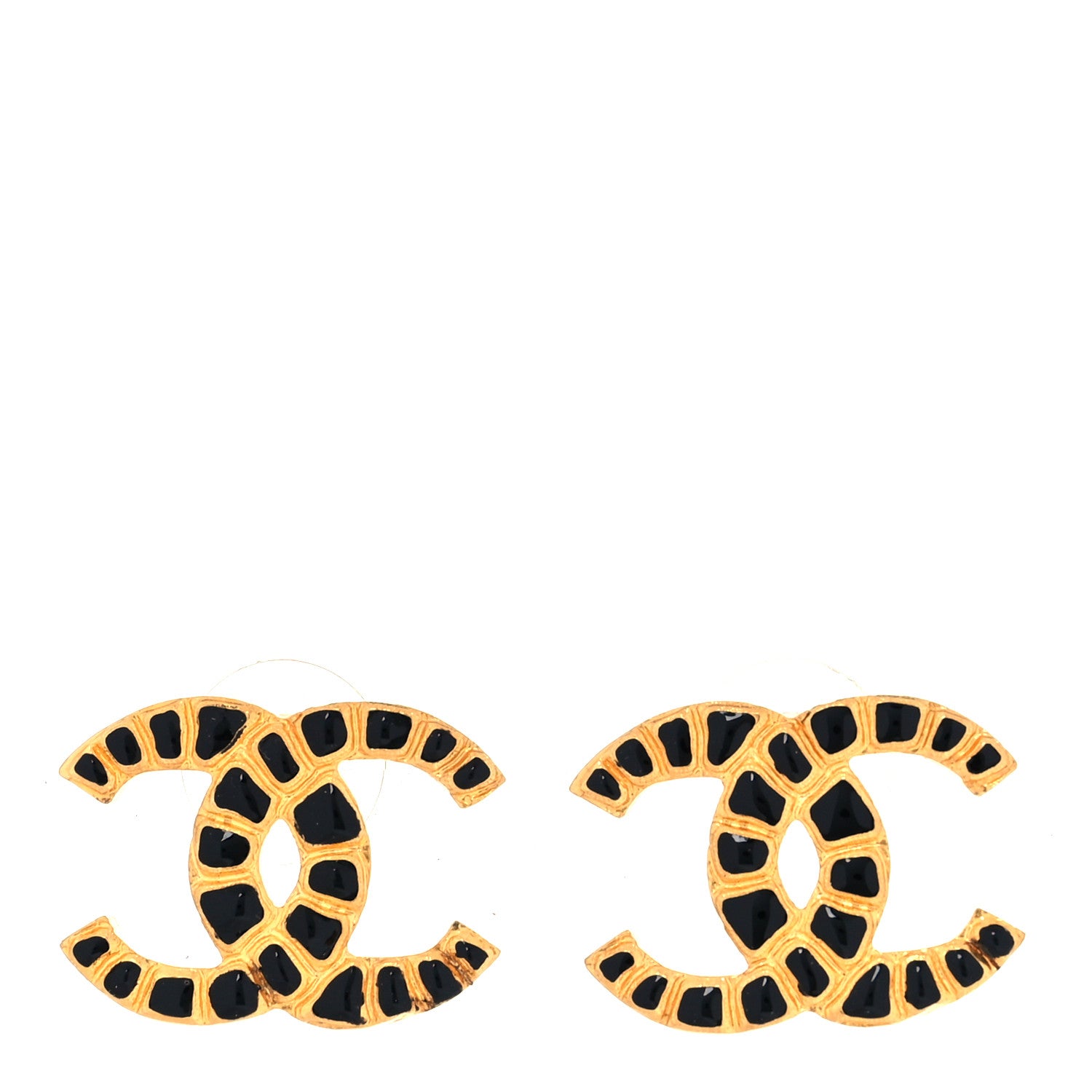 Chanel Resin Along The Nile CC Earrings Gold Black 1 of 5