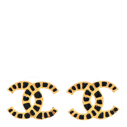Chanel Resin Along The Nile CC Earrings Gold Black 1 of 5
