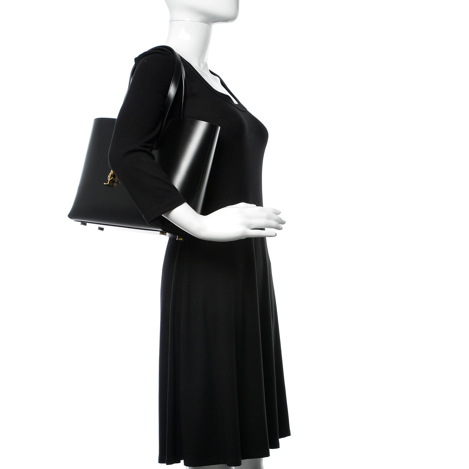Saint Laurent Calfskin Classic Monogram Double Face Tote Black Blue Majorelle 2 of 9