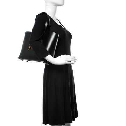 Saint Laurent Calfskin Classic Monogram Double Face Tote Black Blue Majorelle 2 of 9