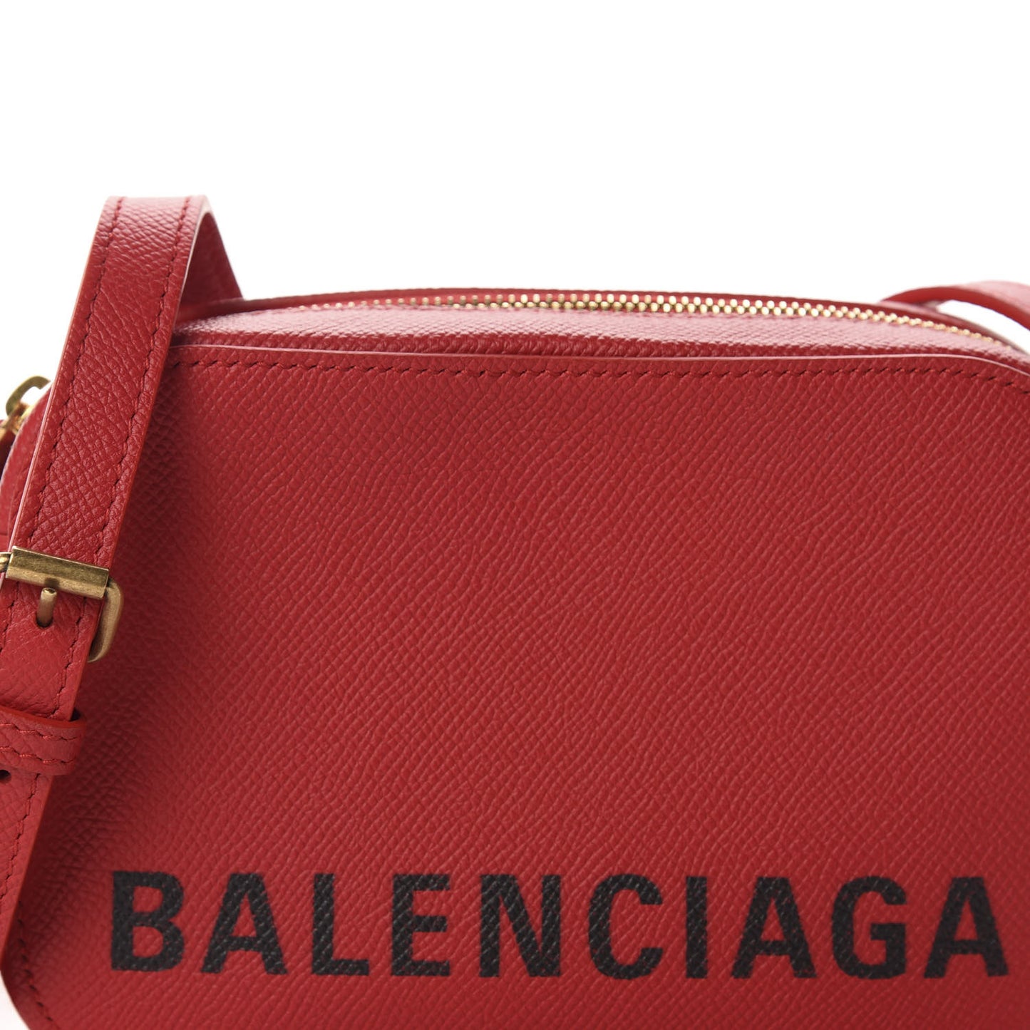 Signature Grained Calfskin Logo XS Ville Camera Bag Rouge Lantern Black