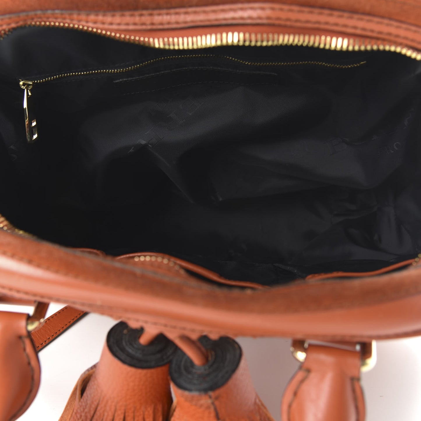 Grainy Calfskin Suede Prorsum Tassel Bowling Bag Orange