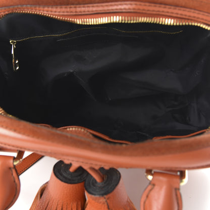 Burberry Grainy Calfskin Suede Prorsum Tassel Bowling Bag Orange 5 of 9