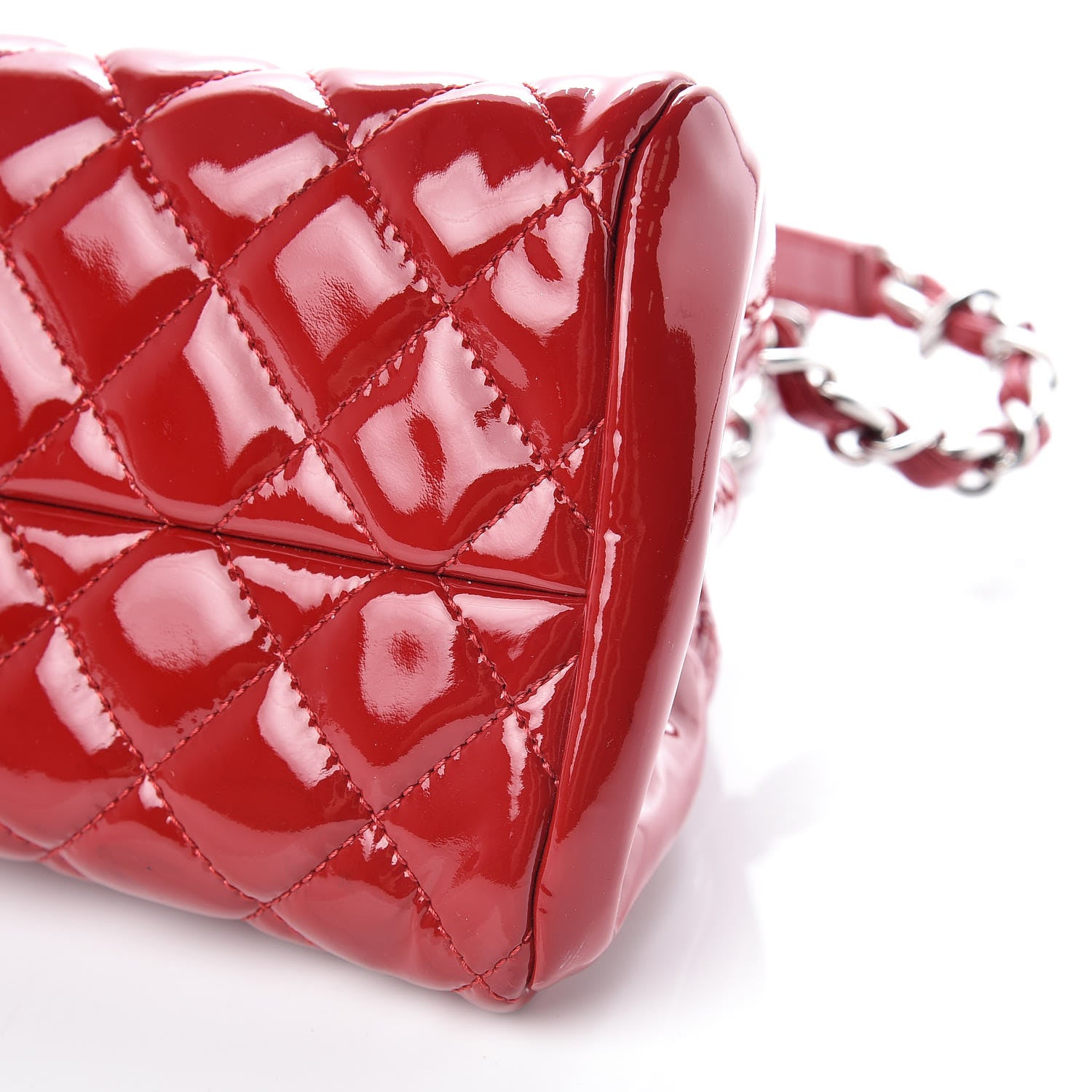 Chanel Patent Quilted Small Just Mademoiselle Bowling Bag Red 10 of 10