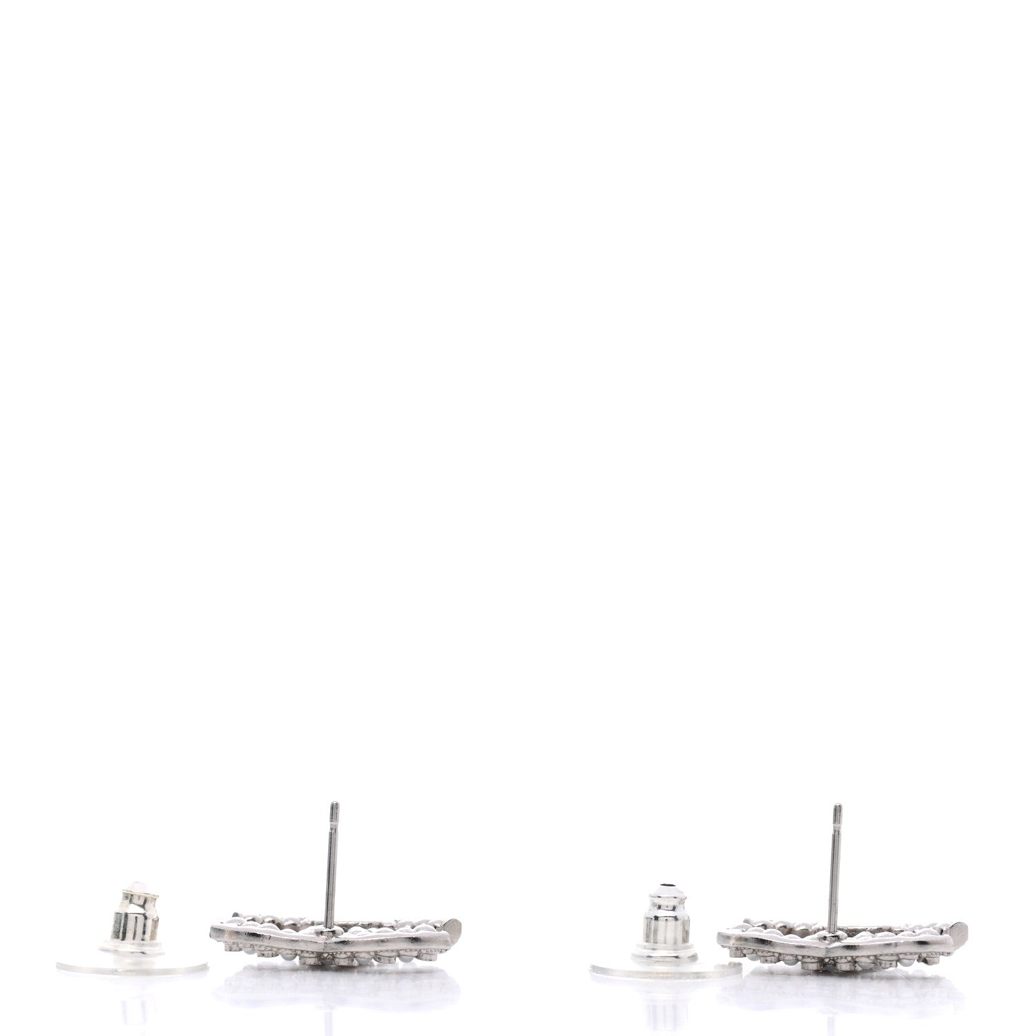 Chanel Crystal Pearl CC Earrings Silver 3 of 4