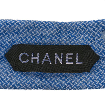 Chanel Mens Silk CC Neck Tie Blue White 5 of 5