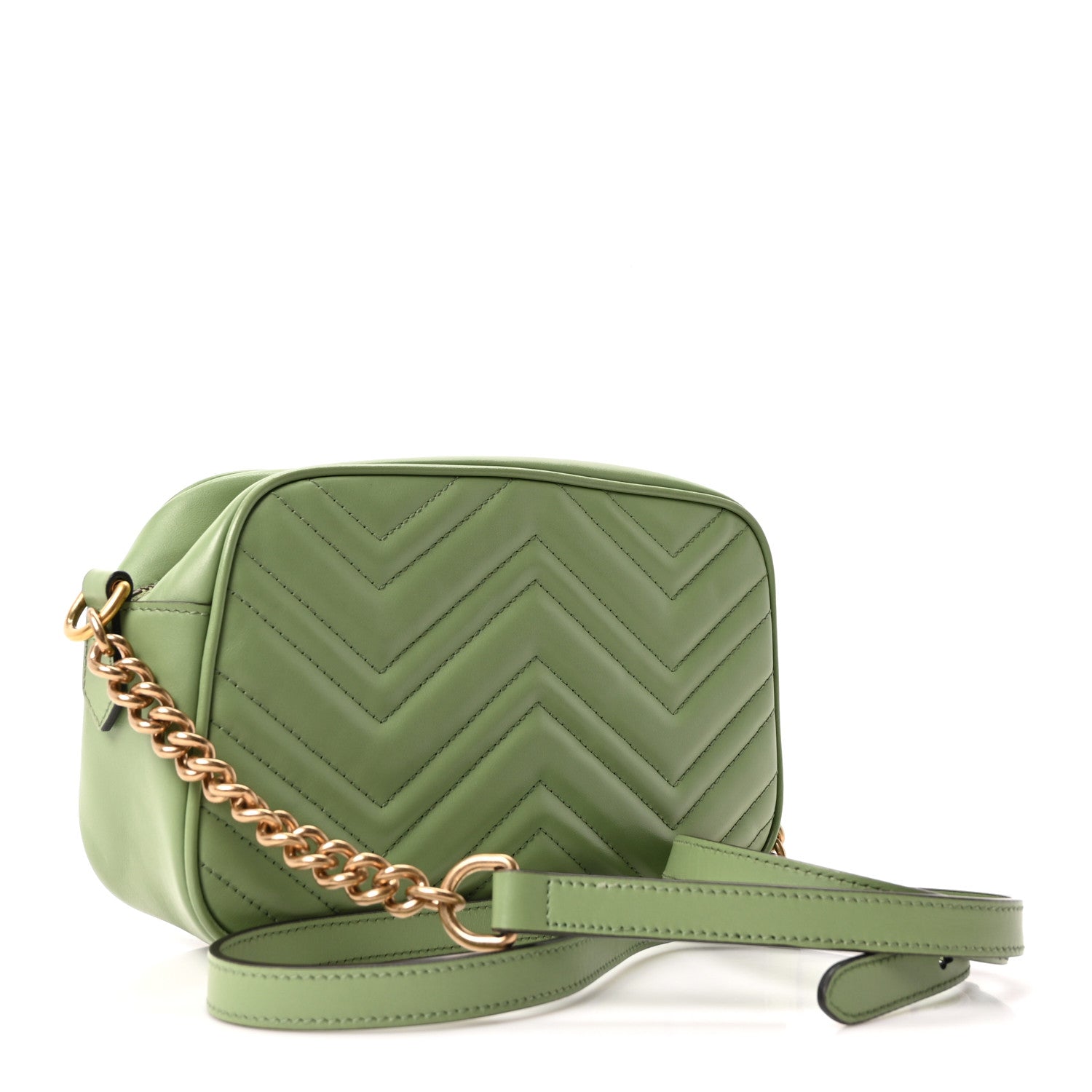 Gucci Calfskin Matelasse Small GG Marmont Chain Shoulder Bag Salamander Green 3 of 11