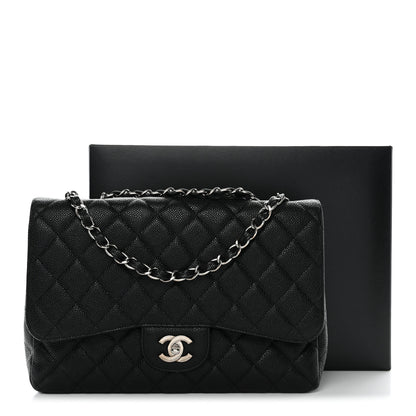 Chanel Caviar Quilted Jumbo Single Flap Black Black 30 of 31