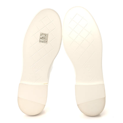 Chanel Crumpled Lambskin Quilted CC Turnlock Loafers 37 White 6 of 10
