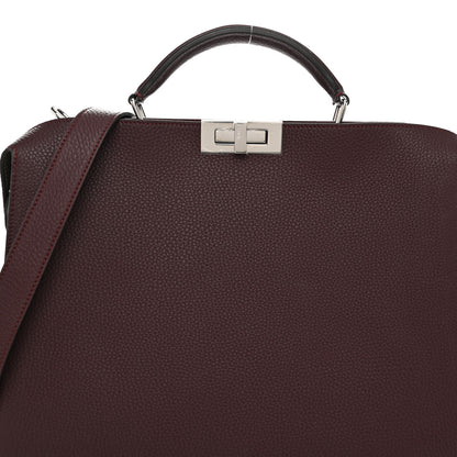 Fendi Cuoio Romano Vitello Cover Glazed Fabric Bi-Color FF 1974 Medium Peekaboo I SEE U Satchel Granada Tartufo Burgundy Tobacco Moro 8 of 11