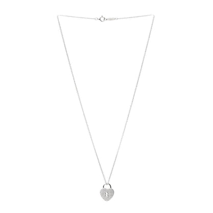 Tiffany Platinum Diamond Small Heart Lock Pendant Necklace 3 of 6