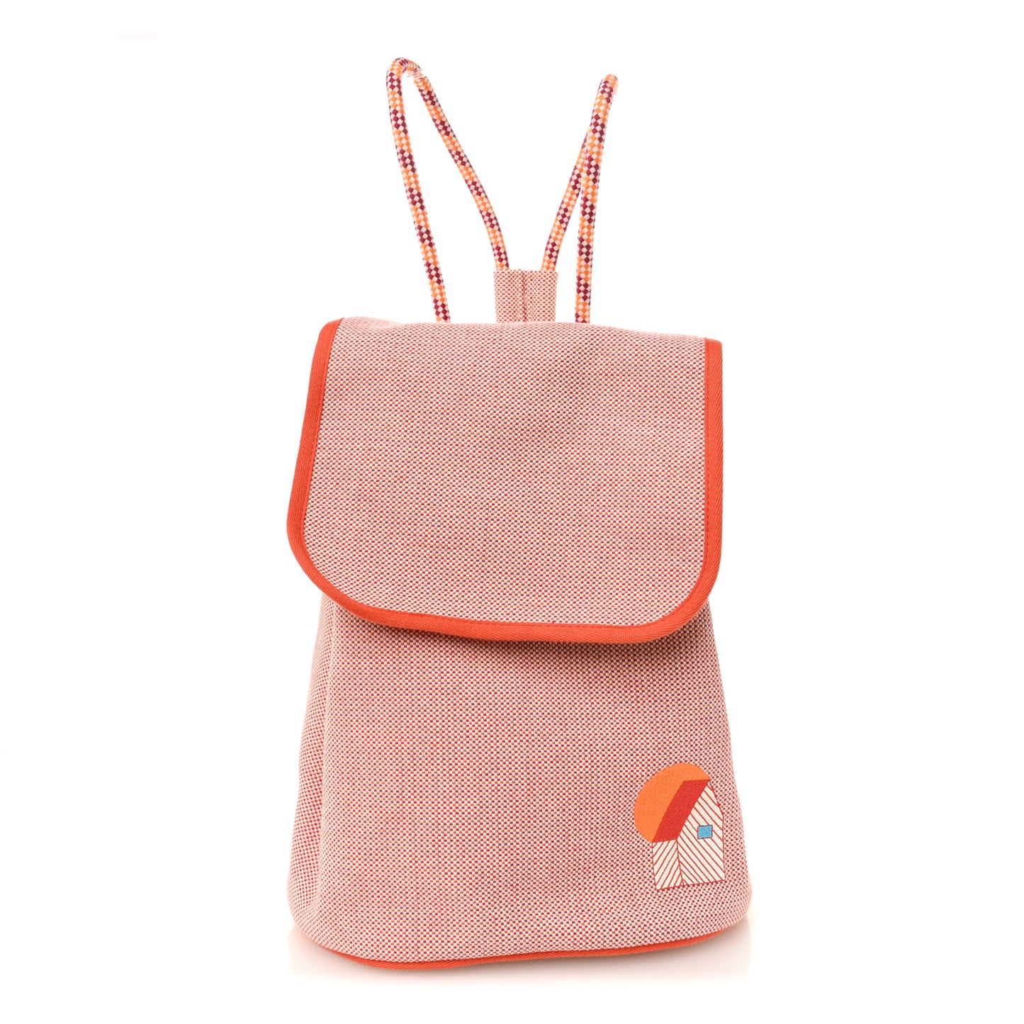 H Canvas Embroidered Les Cabanes Backpack Orange Framboise