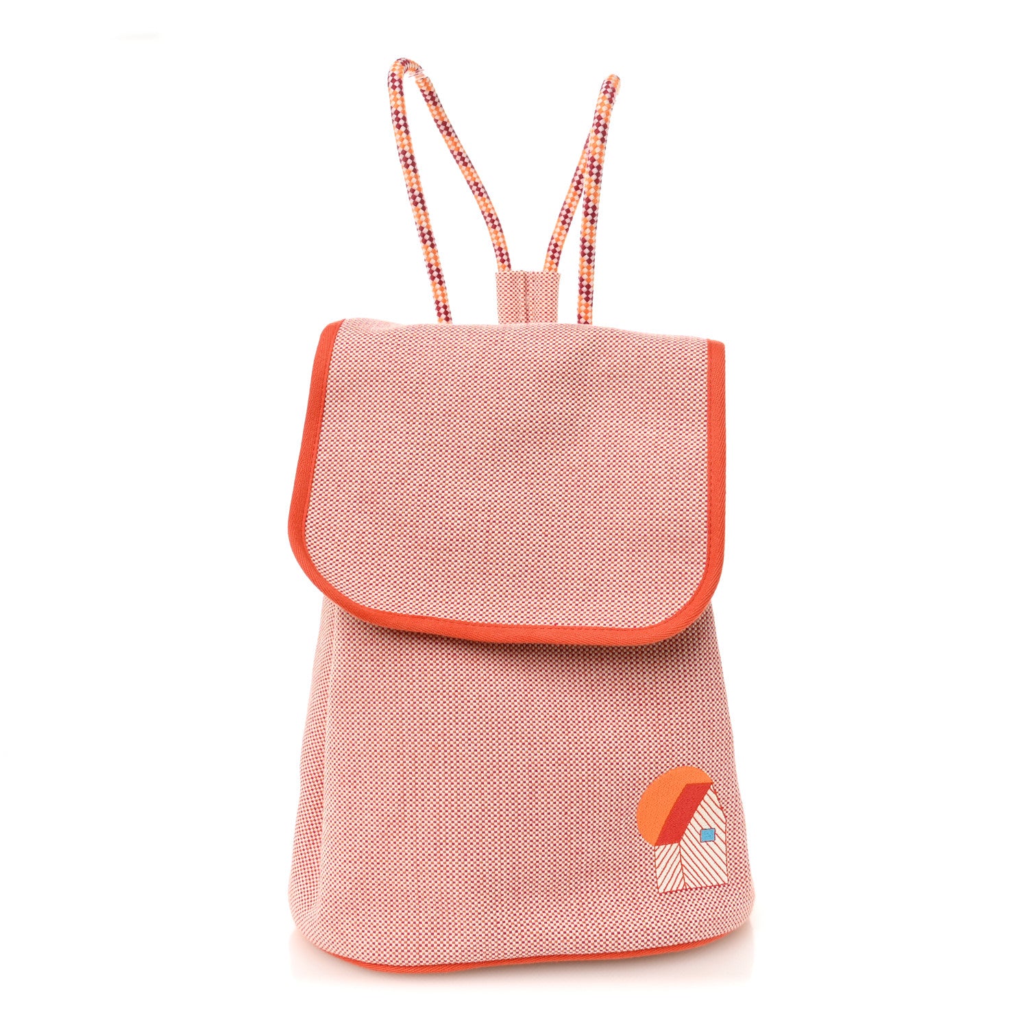 Hermes H Canvas Embroidered Les Cabanes Backpack Orange Framboise 1 of 9