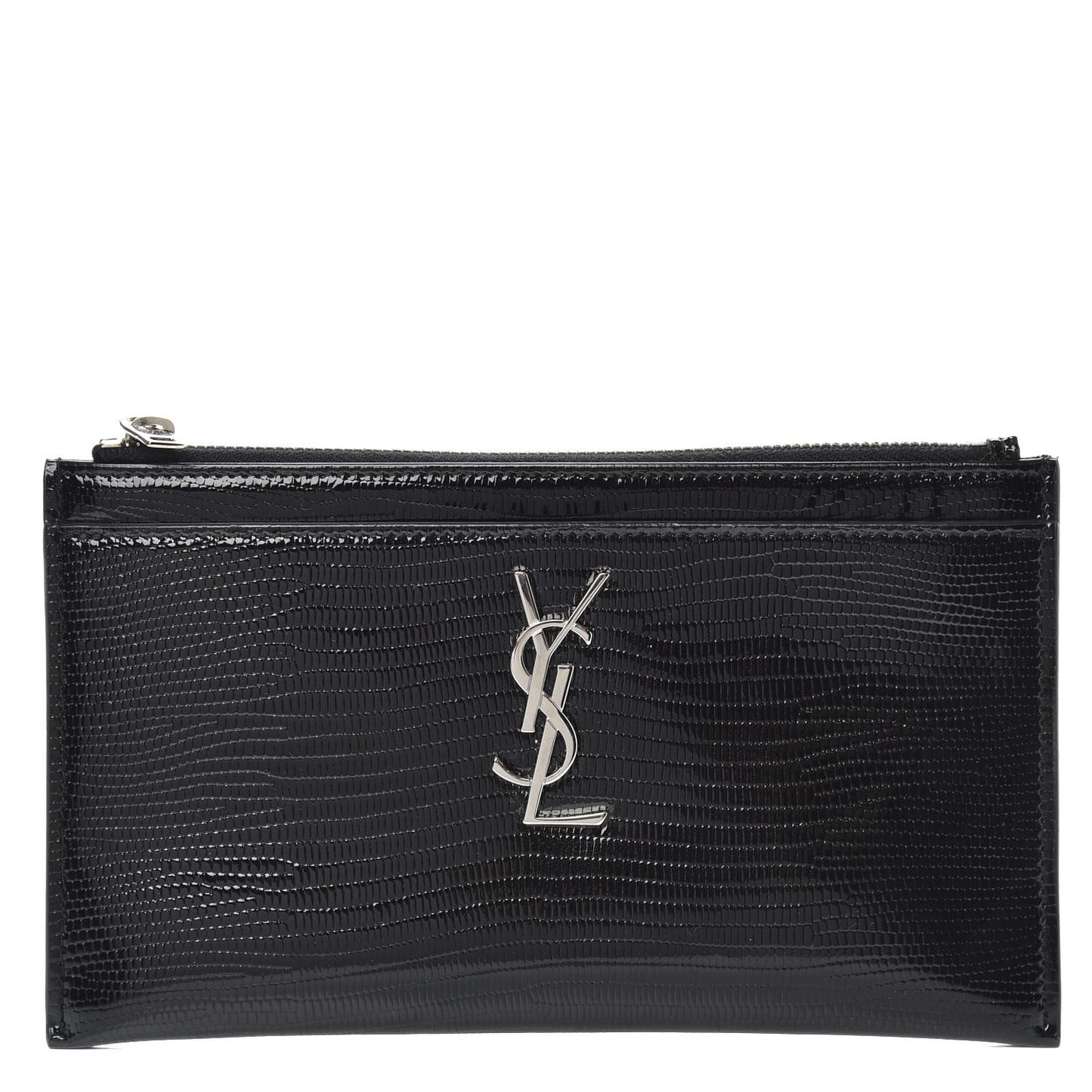 Lizard Embossed Monogram Bill Pouch Black