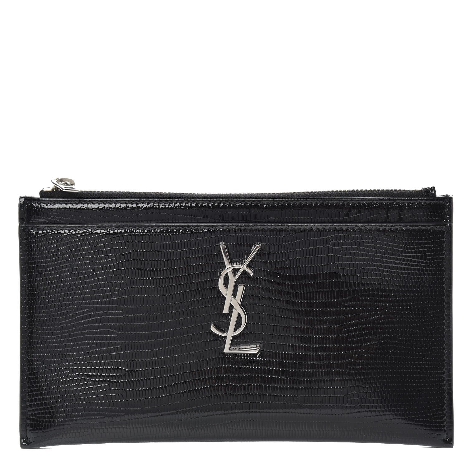 Saint Laurent Lizard Embossed Monogram Bill Pouch Black 1 of 8