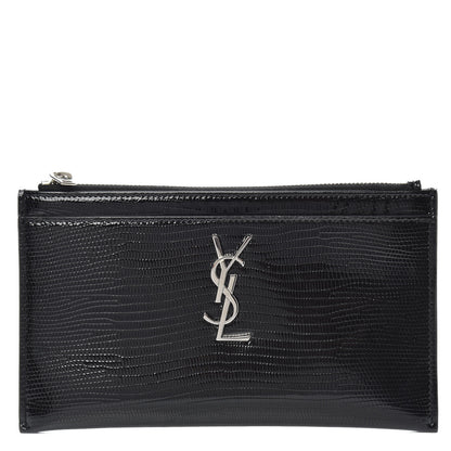 Saint Laurent Lizard Embossed Monogram Bill Pouch Black 1 of 8