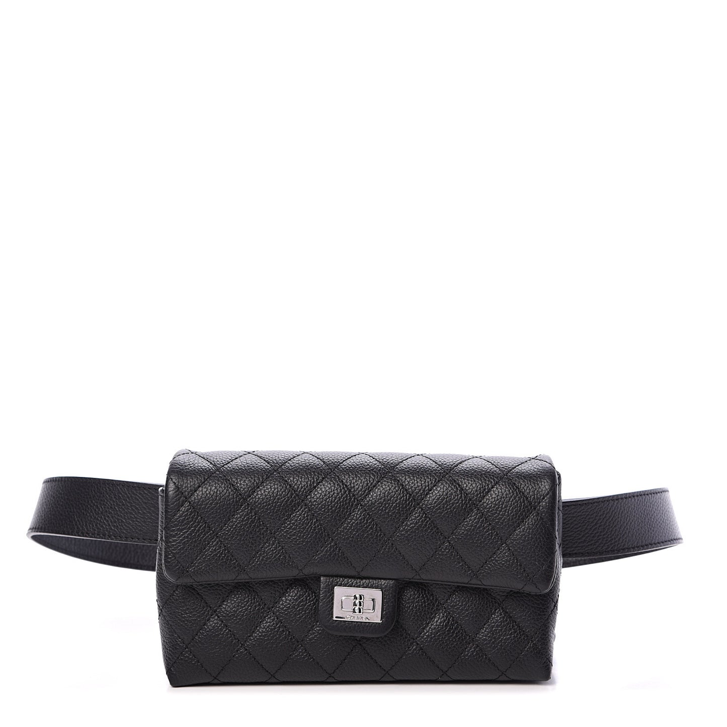Grained Calfskin Quilted 2.55 Reissue Flap Belt Bag Clutch Black