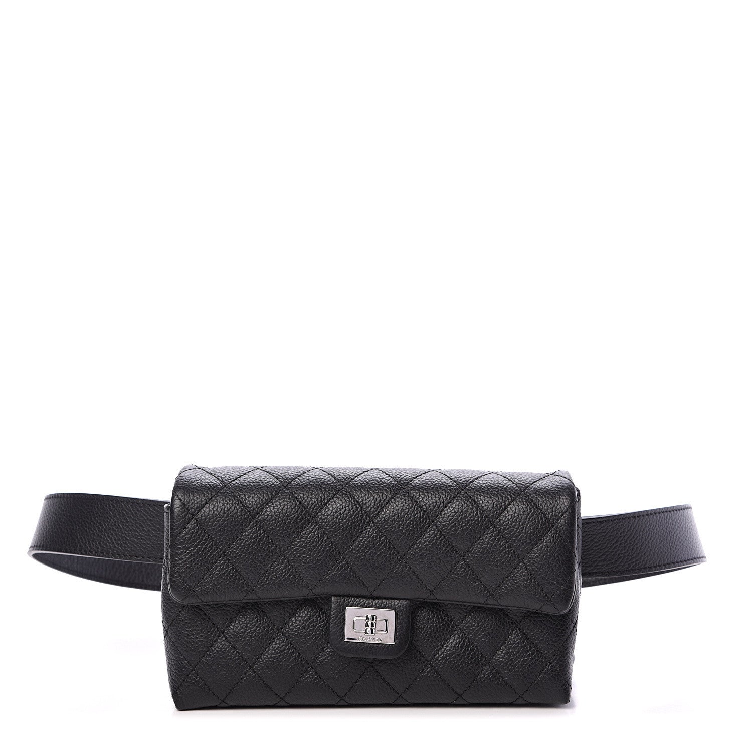 Chanel Grained Calfskin Quilted 2.55 Reissue Flap Belt Bag Clutch Black 1 of 10