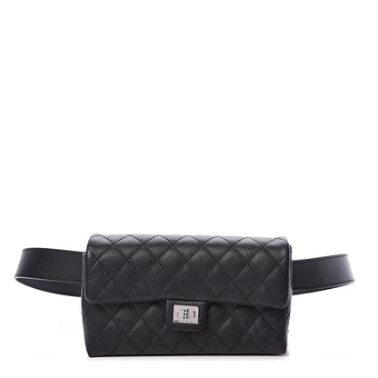Chanel Grained Calfskin Quilted 2.55 Reissue Flap Belt Bag Clutch Black 1 of 10