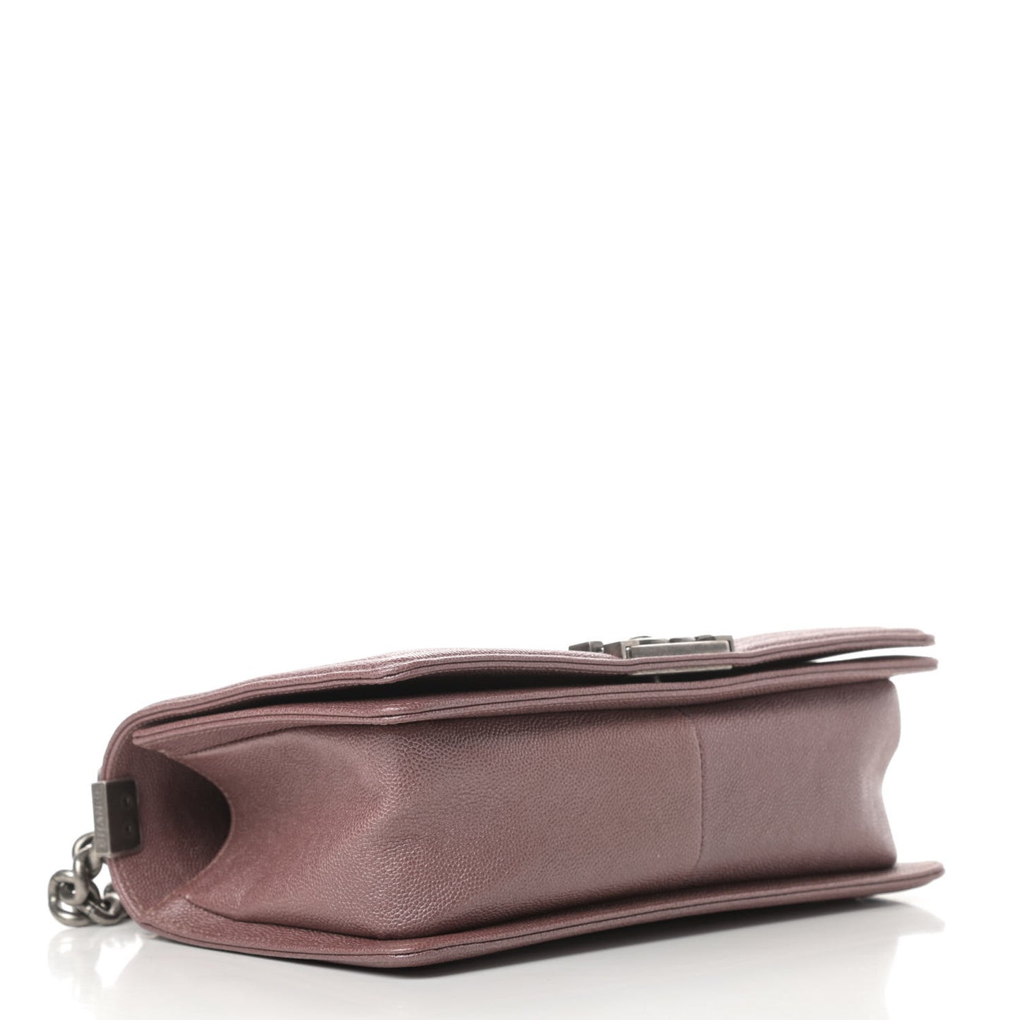 Metallic Caviar Chevron Quilted Medium Boy Flap Dark Pink