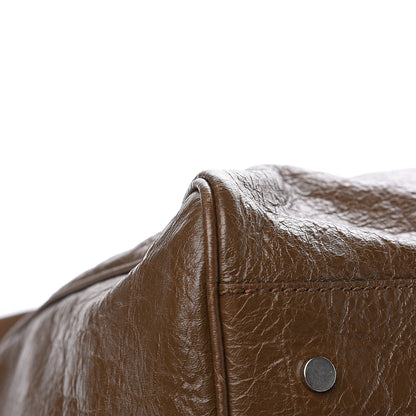 Balenciaga Agneau Classic Silver Hardware Weekender Brown 8 of 12