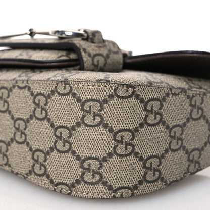 Gucci GG Supreme Monogram Mini Horsebit 1955 Asymmetric Shoulder Bag Beige Ebony 10 of 11