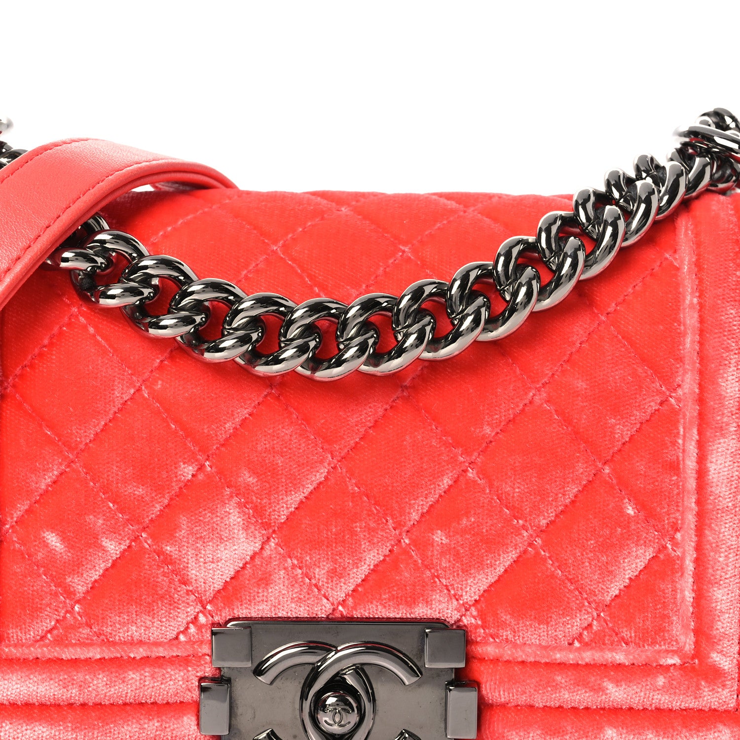 Chanel Velvet Quilted Small Boy Flap Coral 7 of 13