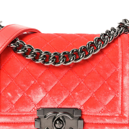 Chanel Velvet Quilted Small Boy Flap Coral 7 of 13