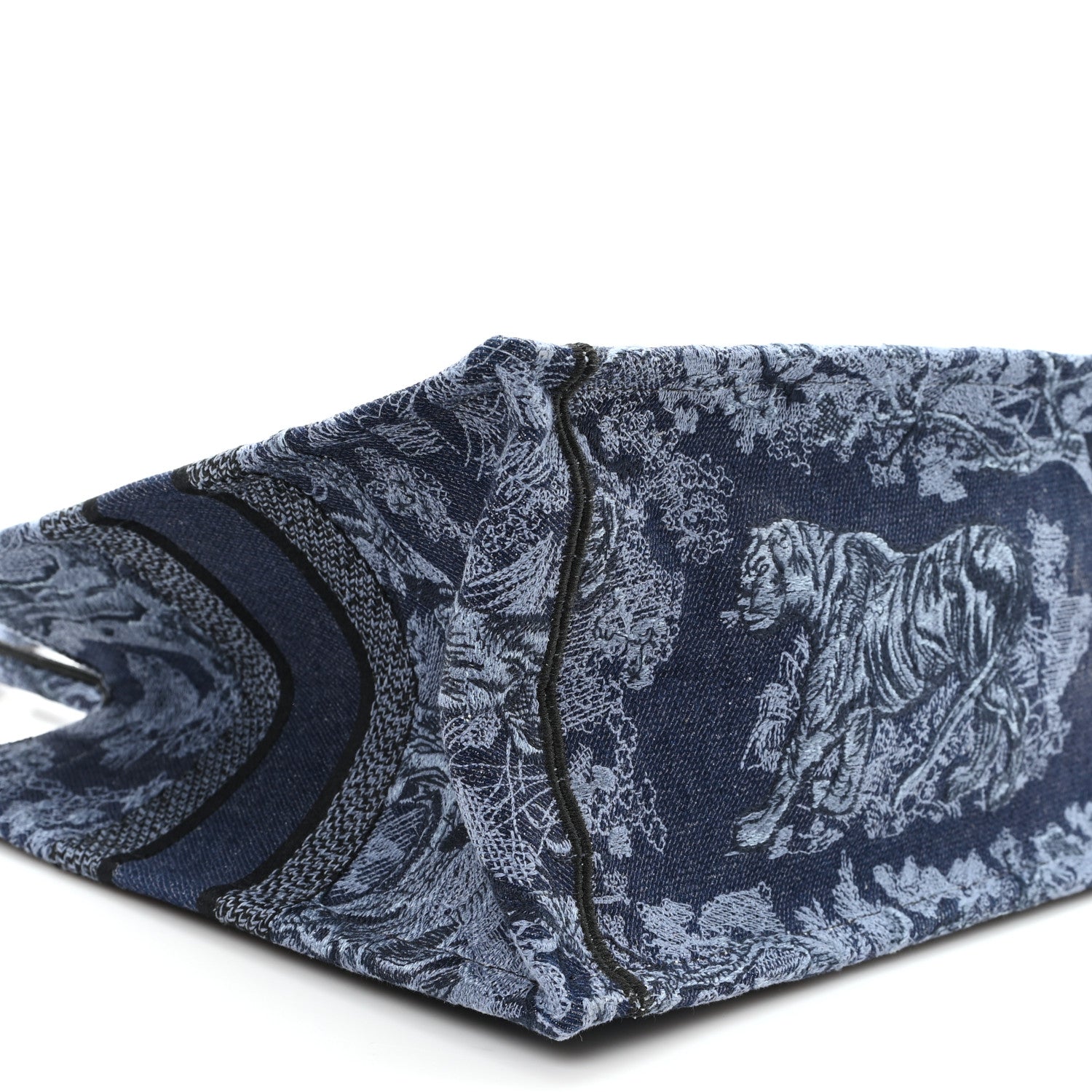 Christian Dior Canvas Embroidered Medium Dioriviera Toile De Jouy Book Tote Blue Black 9 of 10
