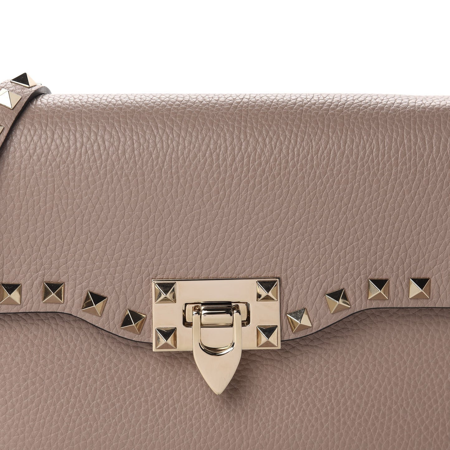Pebbled Calfskin Medium Rockstud Flip Lock Crossbody Bag Poudre