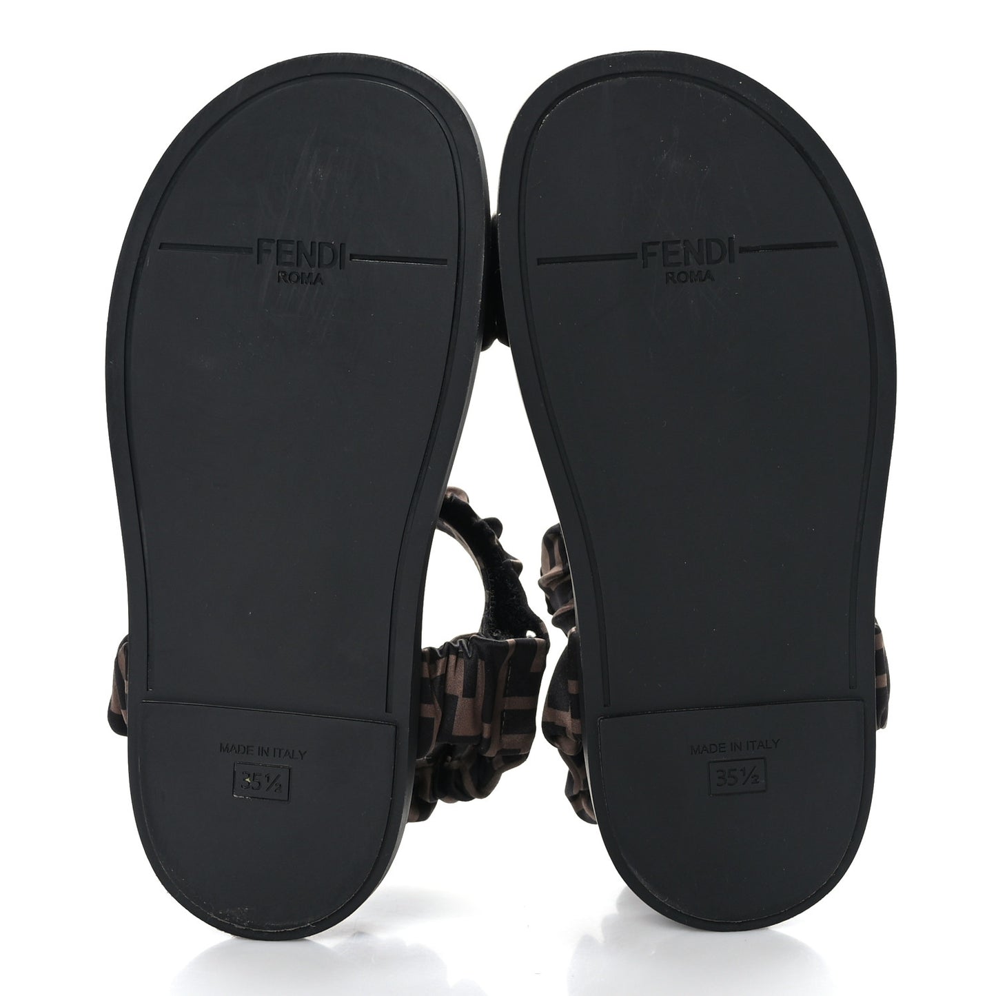 Satin FF Ruched Sandals 35.5 Tobacco Black