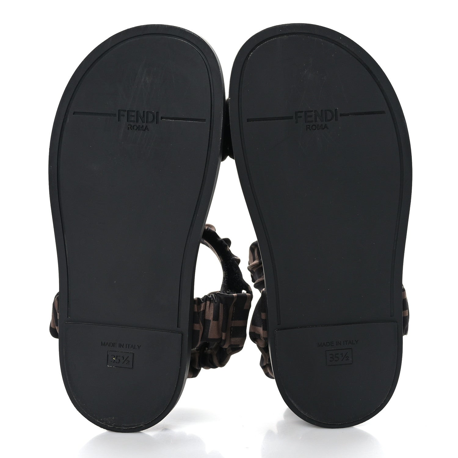 Fendi Satin FF Ruched Sandals 35.5 Tobacco Black 5 of 7