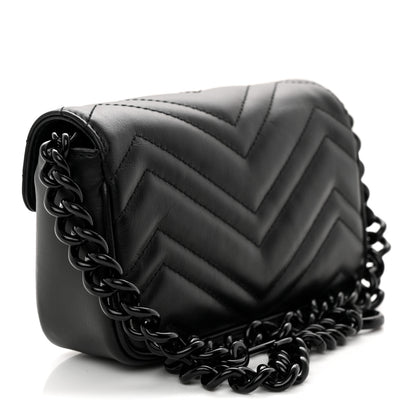 Gucci Calfskin Matelasse Monochrome GG Marmont Chain Belt Bag Black 3 of 10