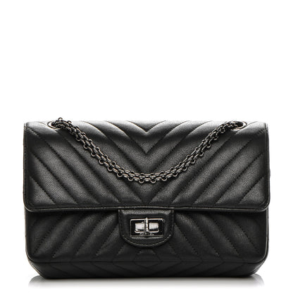 Chanel Sheepskin Chevron Quilted 2.55 Reissue 225 Double Flap So Black 1 of 8