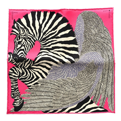 Hermes Silk Carre Zebra Pegasus Nano Scarf 20 Rose Bonbon Black White 1 of 4